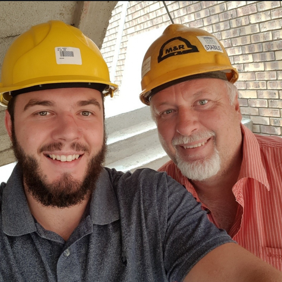 Carinus and Petrus du Buson on site in hard hats